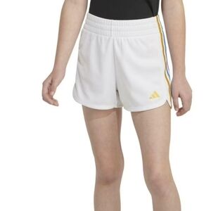Adidas Track Running Shorts White With Multi Color Stripes Pink Blue Girls 14